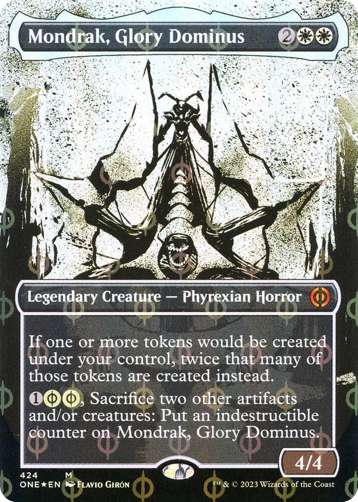 Mondrak, Glory Dominus (Showcase) (Step-and-Compleat Foil) #424 M - Phyrexia: All Will Be One Pokemon card