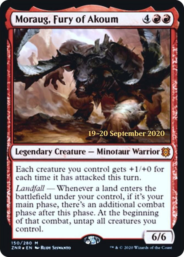 0150 Moraug, Fury of Akoum M Prerelease Cards