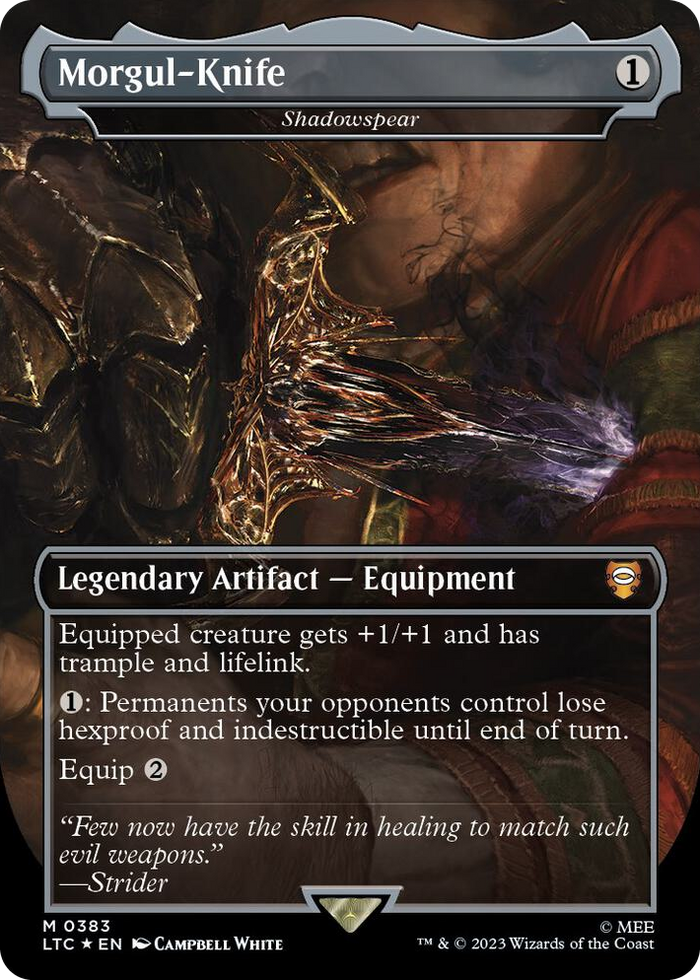 Morgul-Knife - Shadowspear (Borderless) (Surge Foil) #383 M - Commander: The Lord of the Rings: Tales of Middle-earth Pokemon card