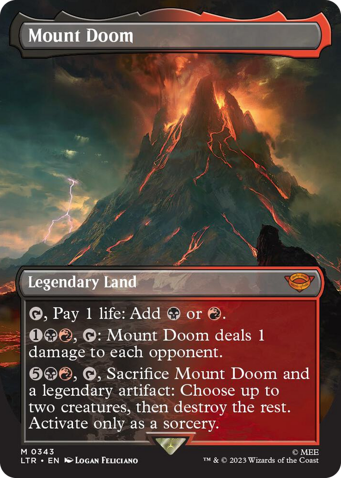 Mount Doom (Borderless) #343 M - Universes Beyond: The Lord of the Rings: Tales of Middle-earth Pokemon card