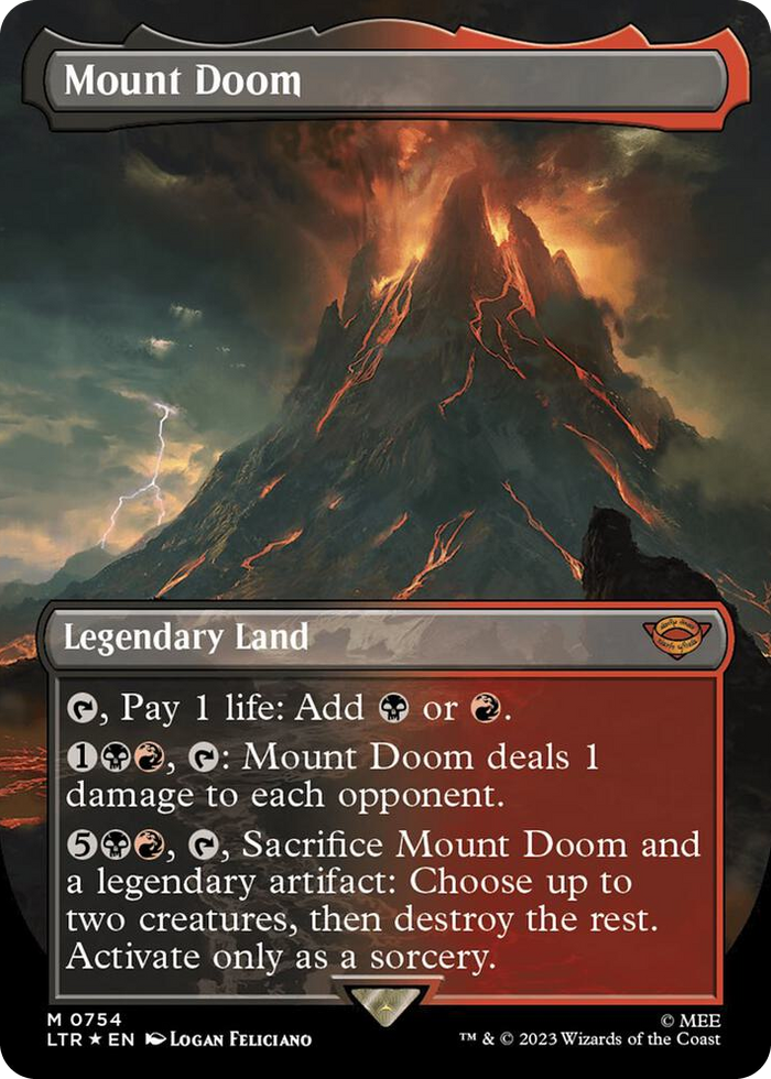 Mount Doom (Borderless) (Surge Foil) #754 M - Universes Beyond: The Lord of the Rings: Tales of Middle-earth Pokemon card