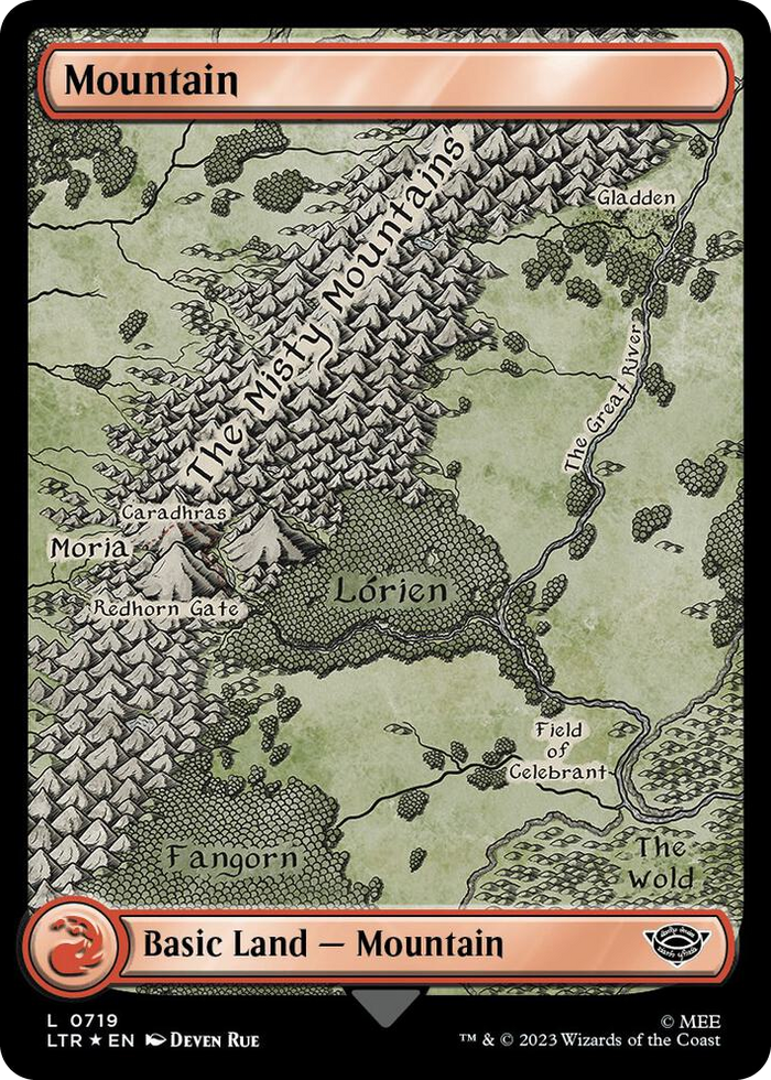 Mountain (0719) (Surge Foil) #719 L - Universes Beyond: The Lord of the Rings: Tales of Middle-earth Pokemon card