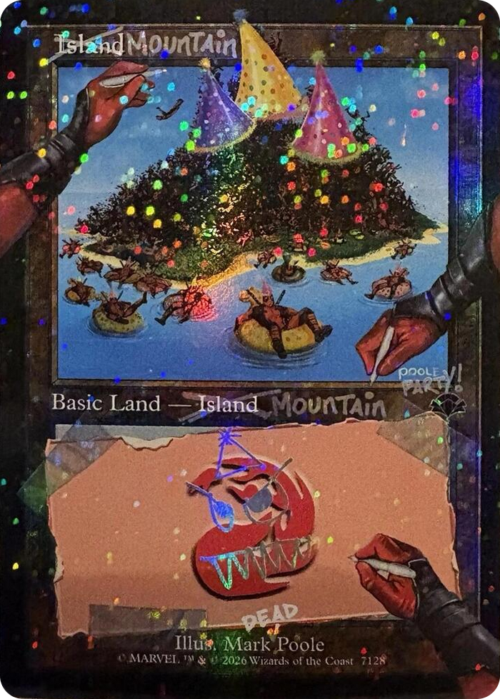Mountain (7128) (Pool Party Foil) #7128 R - Secret Lair Drop Series Pokemon card