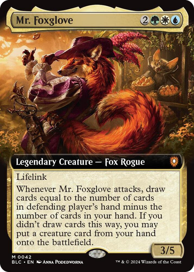 0042 Mr. Foxglove (Extended Art) M Commander: Bloomburrow
