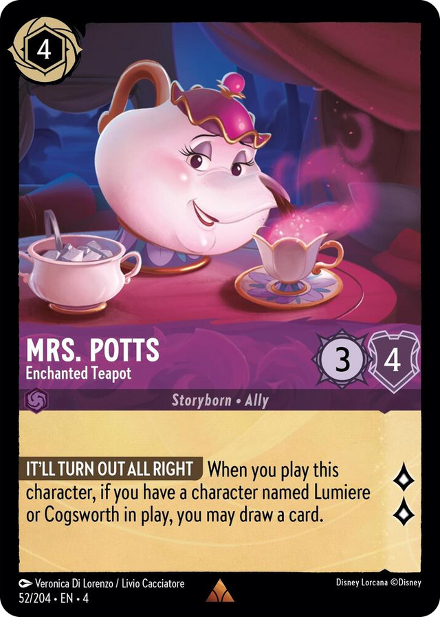 0052 Mrs. Potts - Enchanted Teapot Rare Ursula's Return