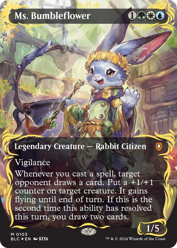 0103 Ms. Bumbleflower (Borderless) (Raised Foil) M Commander: Bloomburrow