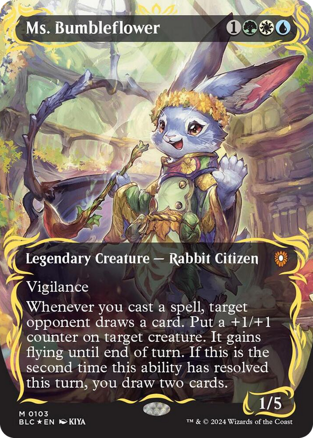 0103 Ms. Bumbleflower (Borderless) (Raised Foil) M Commander: Bloomburrow