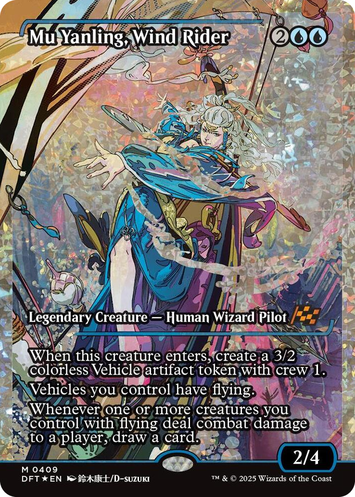 0409 Mu Yanling, Wind Rider (Showcase) (Fracture Foil) M Aetherdrift