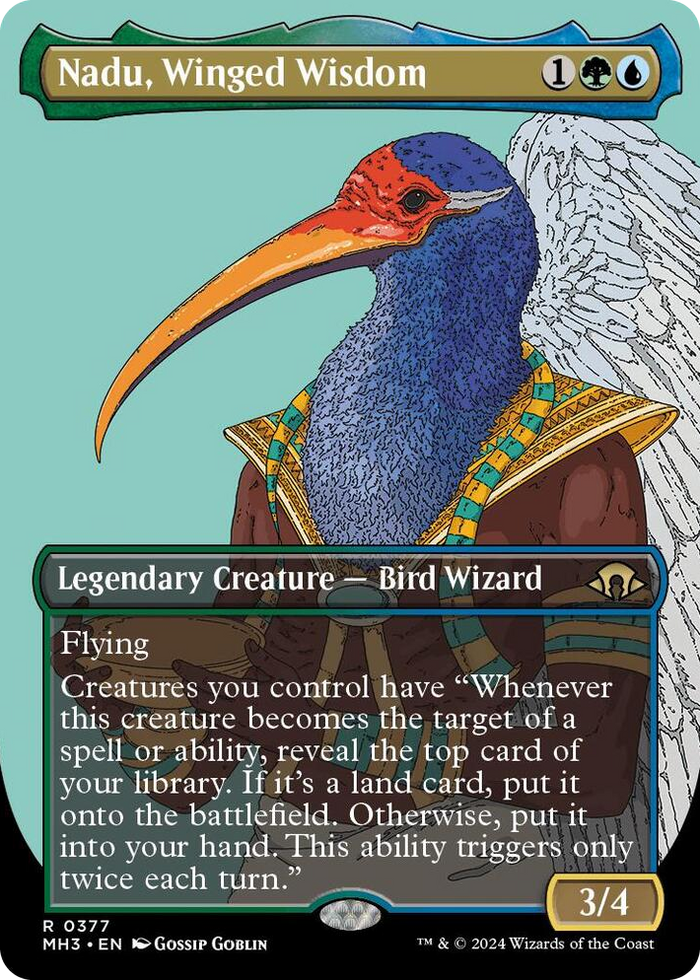 Nadu, Winged Wisdom (Borderless) #377 R - Modern Horizons 3 Pokemon card