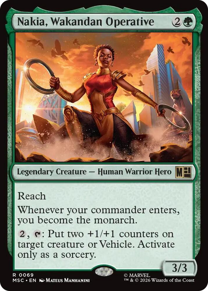 Nakia, Wakandan Operative #69 R - Commander: Marvel Super Heroes Pokemon card