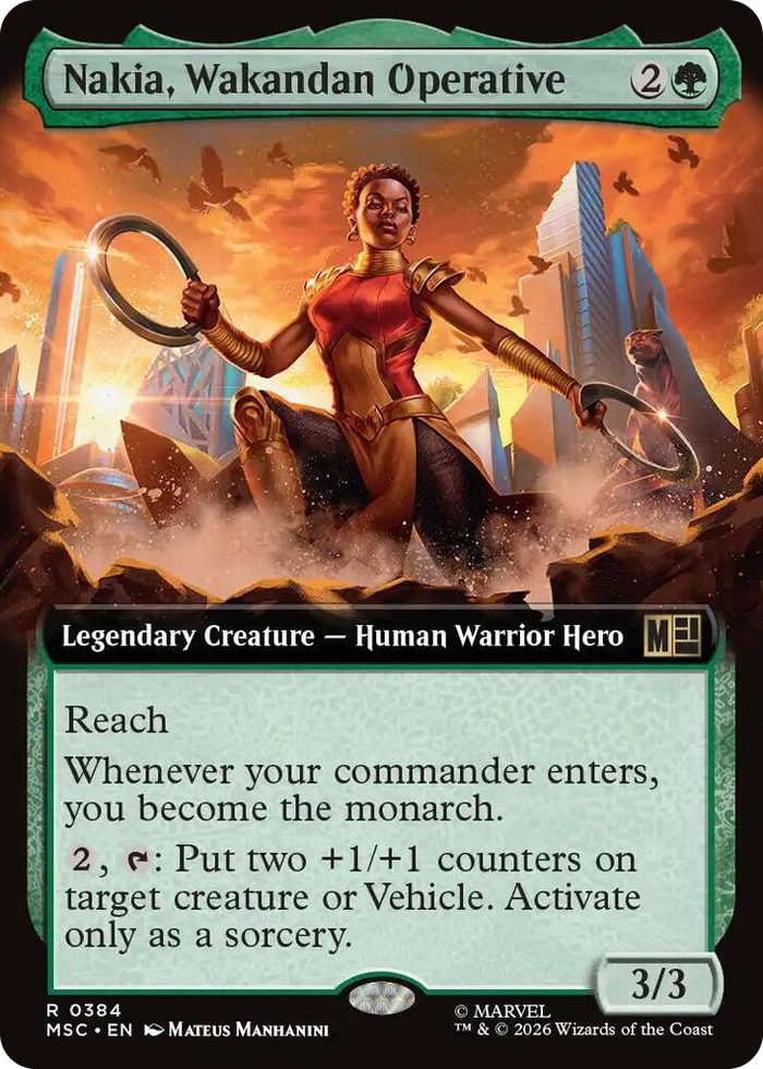 Nakia, Wakandan Operative (Extended Art) #384 R - Commander: Marvel Super Heroes Pokemon card