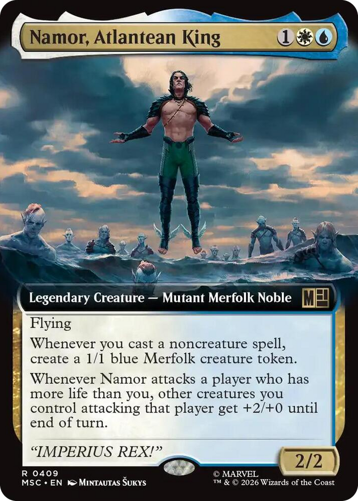 Namor, Atlantean King (Extended Art) #409 R - Commander: Marvel Super Heroes Pokemon card