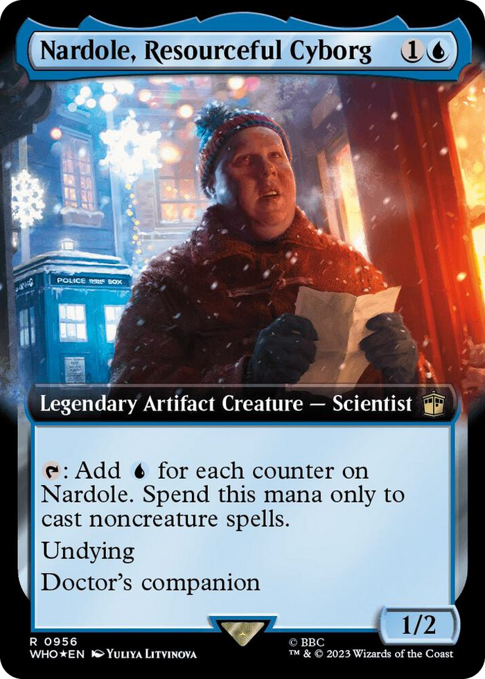 Nardole, Resourceful Cyborg (Extended Art) (Surge Foil) #956 R - Universes Beyond: Doctor Who Pokemon card
