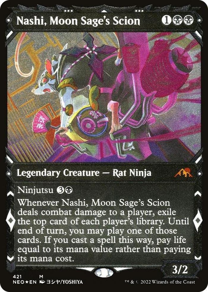 Nashi, Moon Sage's Scion (Showcase) (Foil Etched) #421 M - Kamigawa: Neon Dynasty Pokemon card