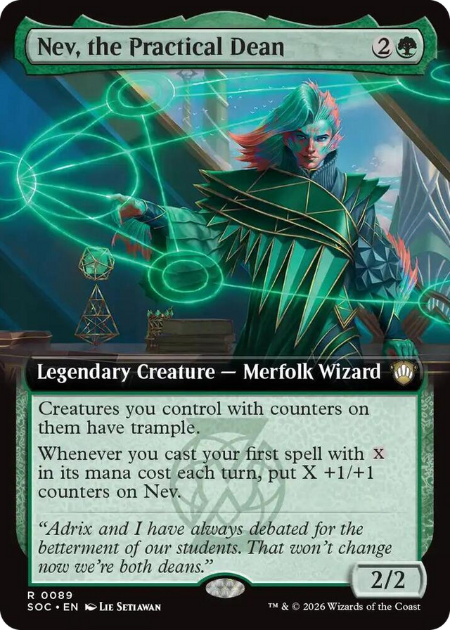 0089 Nev, the Practical Dean (Extended Art) R Commander: Secrets of Strixhaven