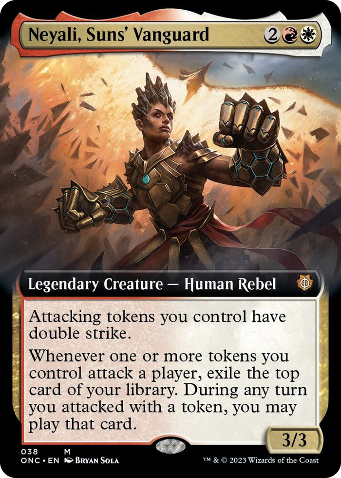 Neyali, Suns' Vanguard (Extended Art) #38 M - Commander: Phyrexia: All Will Be One Pokemon card