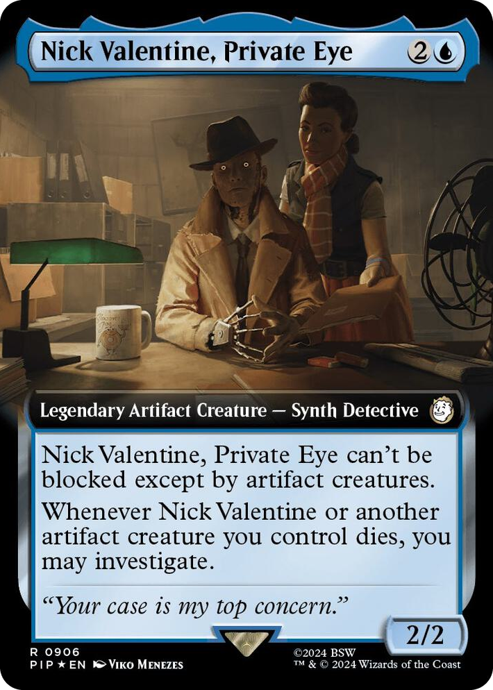 0906 Nick Valentine, Private Eye (Extended Art) (Surge Foil) R Universes Beyond: Fallout
