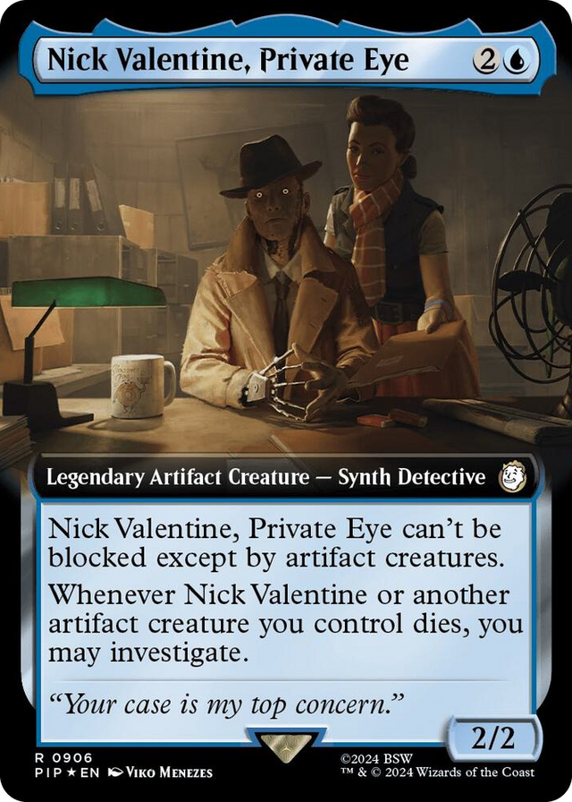 0906 Nick Valentine, Private Eye (Extended Art) (Surge Foil) R Universes Beyond: Fallout
