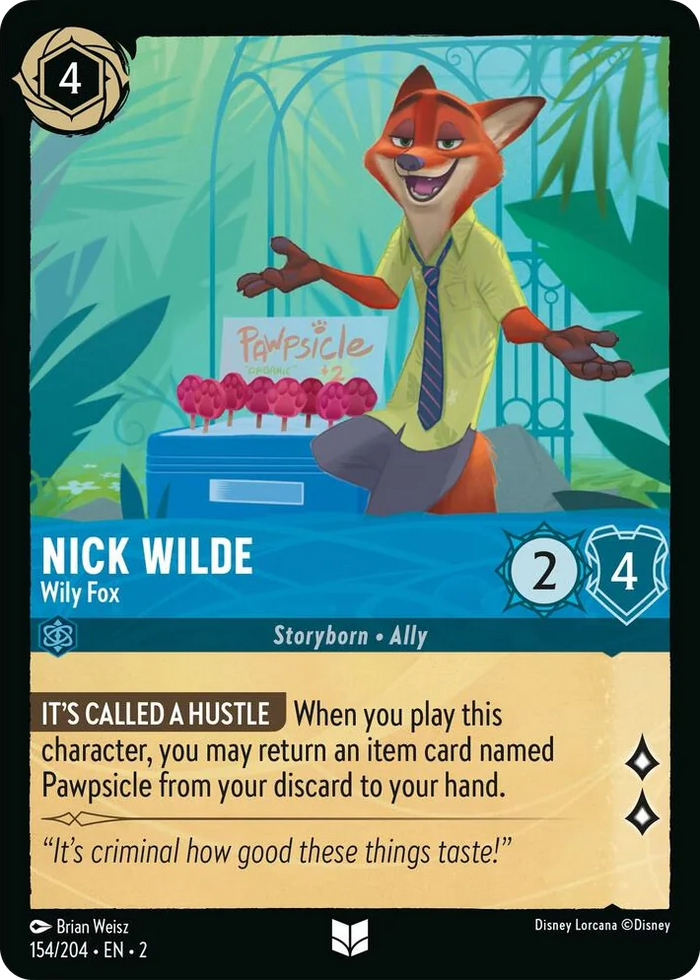 Nick Wilde - Wily Fox #154 Uncommon - Rise of the Floodborn Pokemon card