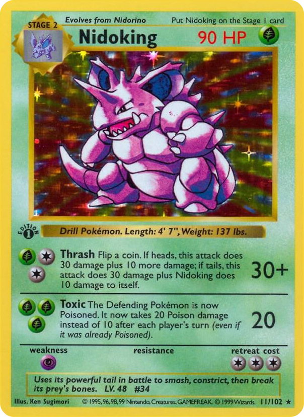0011 Nidoking Holo Rare Base Set (Shadowless)