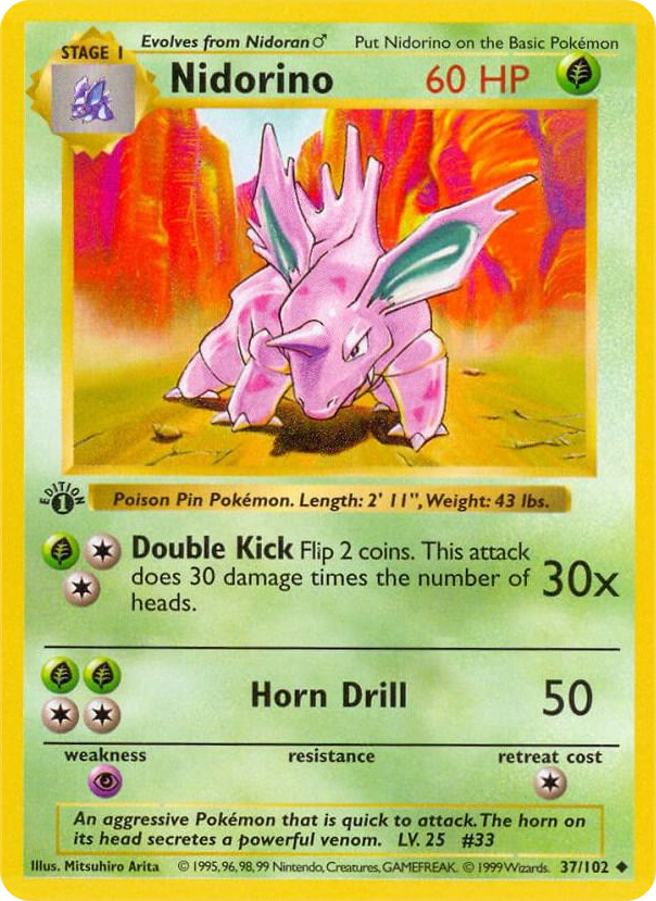 0037 Nidorino Uncommon Base Set (Shadowless)