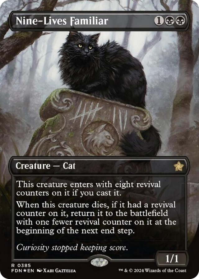 0385 Nine-Lives Familiar (Borderless) (Mana Foil) R Foundations