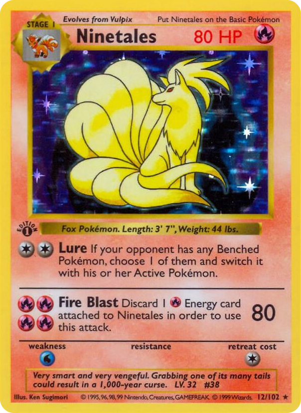 Ninetales #12 Holo Rare - Base Set (Shadowless) Pokemon card