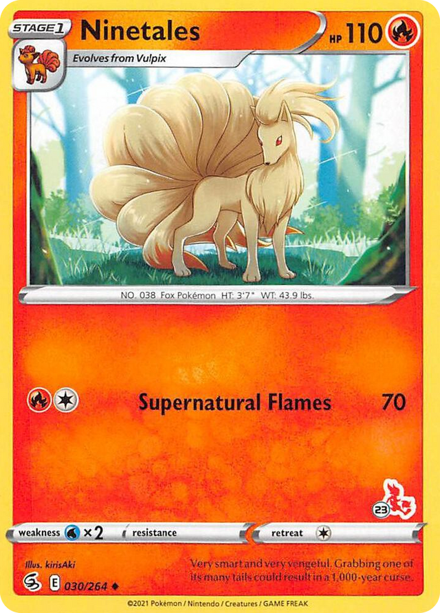 0030 Ninetales - 030/264 (#23 Cinderace Stamped) Promo Battle Academy 2022