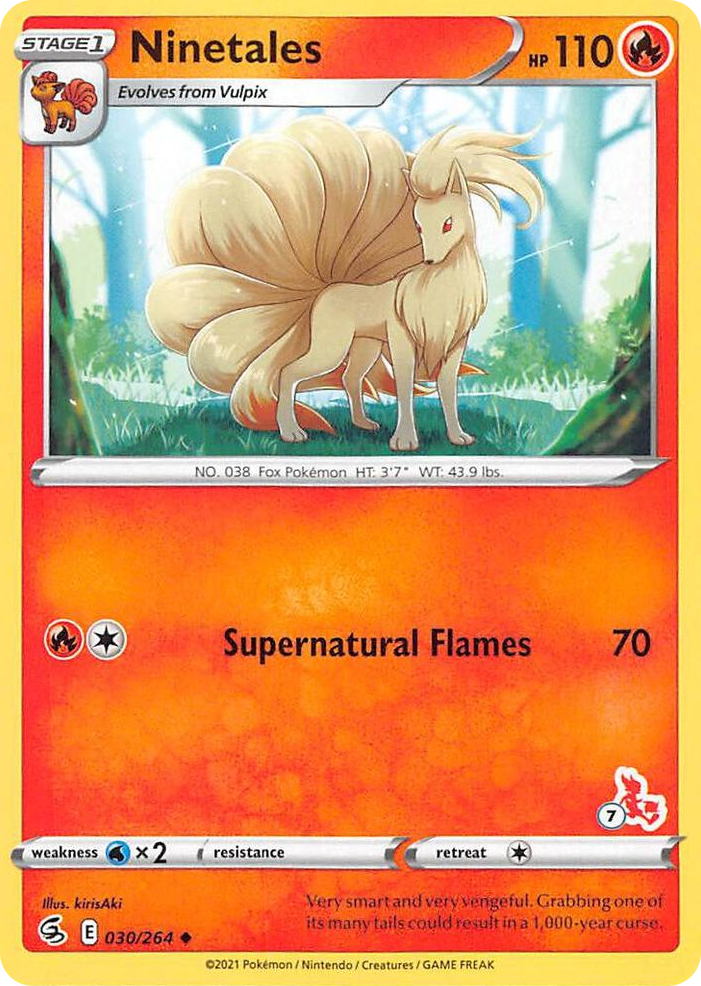 0030 Ninetales - 030/264 (#7 Cinderace Stamped) Promo Battle Academy 2022