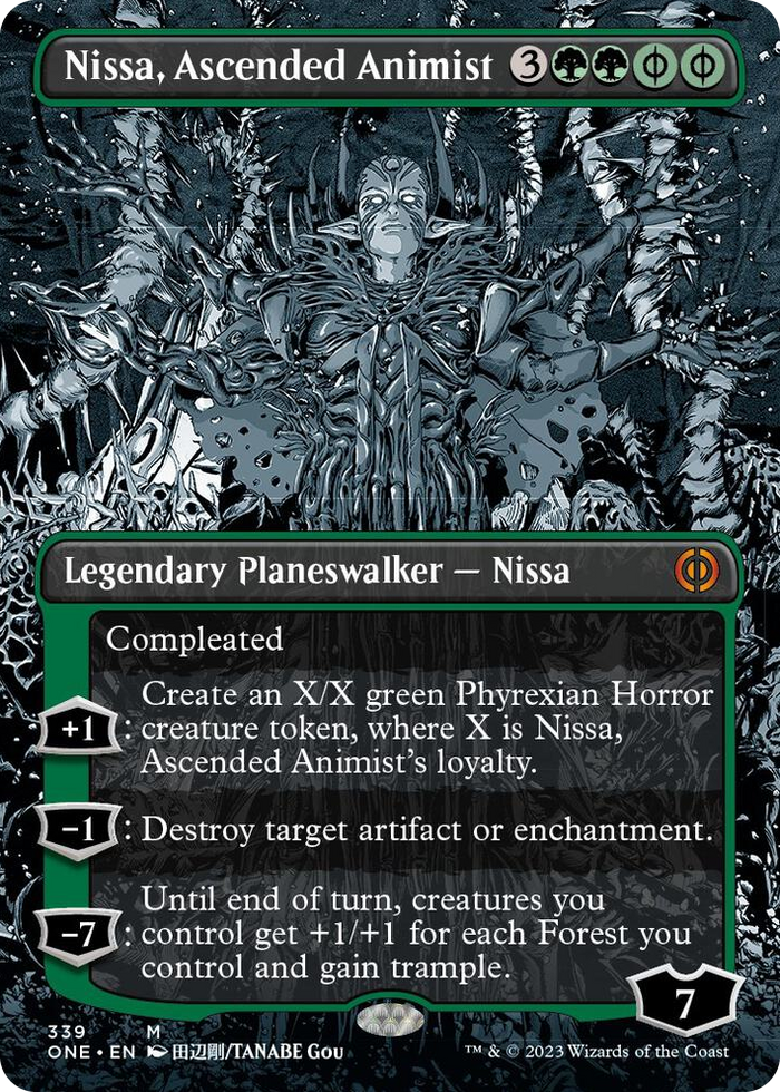 Nissa, Ascended Animist (Borderless) #339 M - Phyrexia: All Will Be One Pokemon card