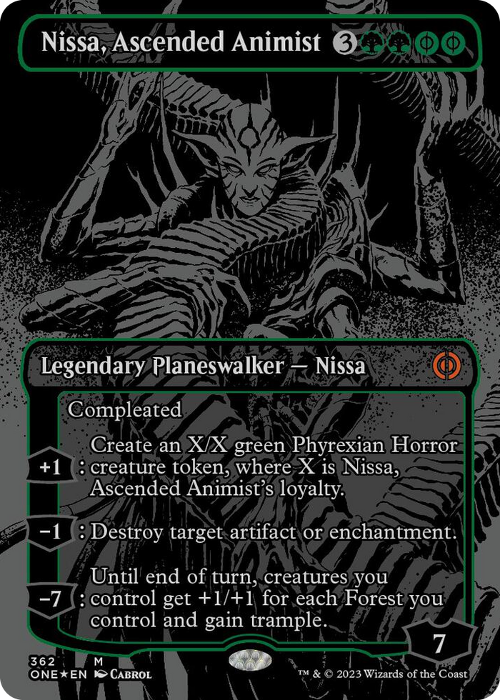 Nissa, Ascended Animist (Oil Slick Raised Foil) #362 M - Phyrexia: All Will Be One Pokemon card
