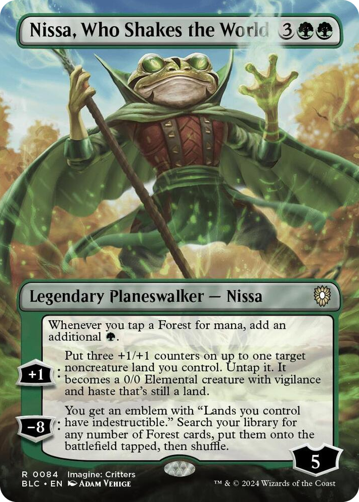 0084 Nissa, Who Shakes the World (Borderless) R Commander: Bloomburrow