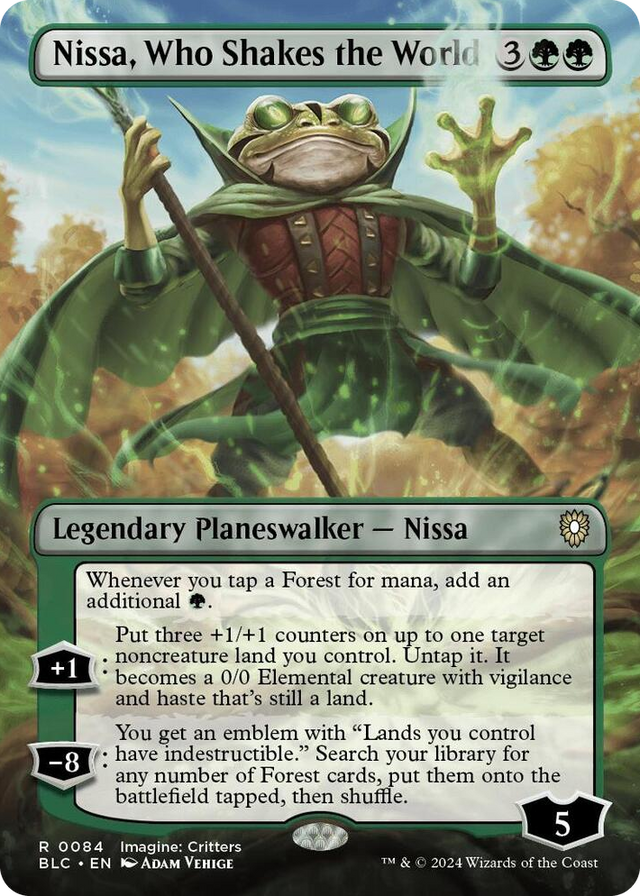 0084 Nissa, Who Shakes the World (Borderless) R Commander: Bloomburrow