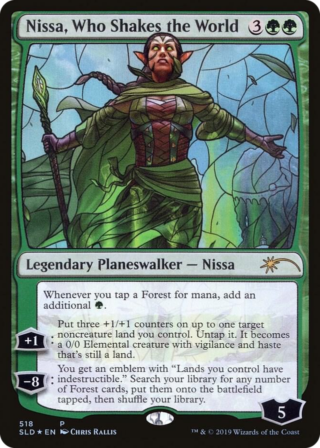 0518 Nissa, Who Shakes the World (Stained Glass) P Secret Lair Drop Series