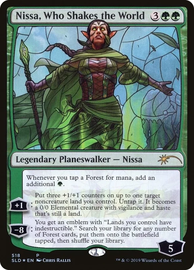 0518 Nissa, Who Shakes the World (Stained Glass) P Secret Lair Drop Series