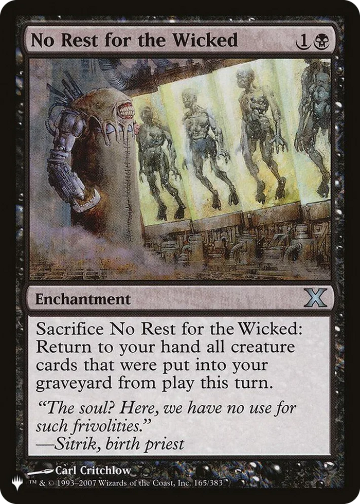 0165 No Rest for the Wicked U The List Reprints