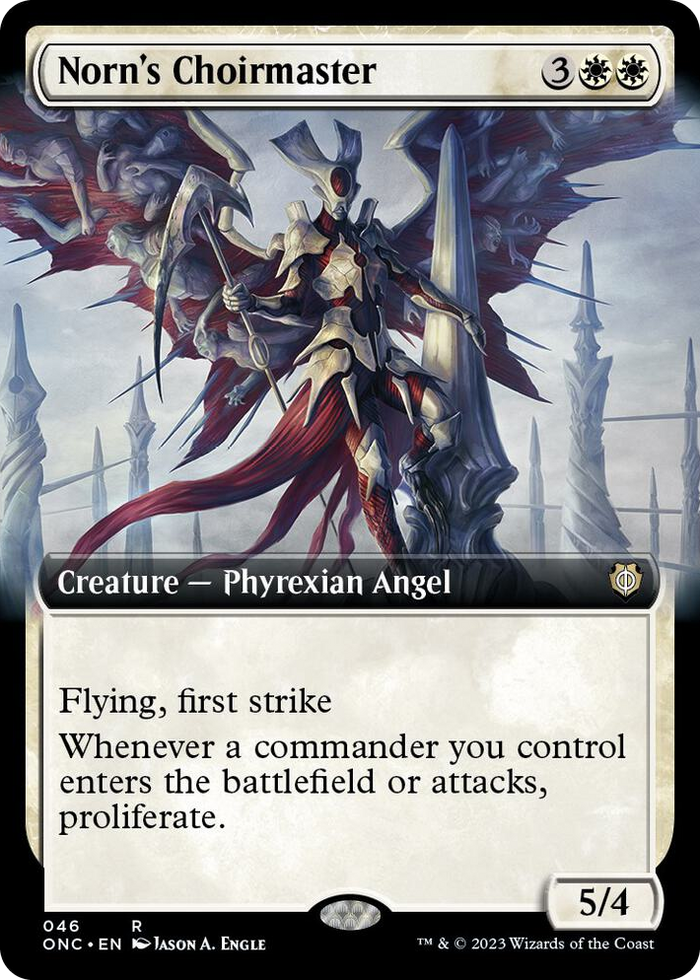 Norn's Choirmaster (Extended Art) #46 R - Commander: Phyrexia: All Will Be One Pokemon card