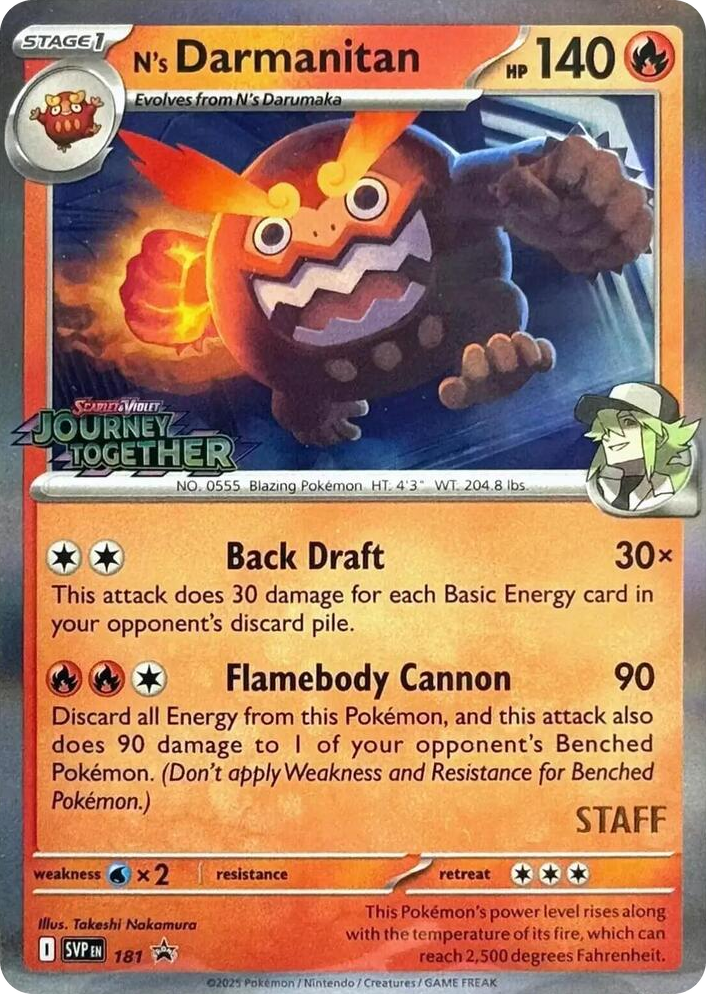 0181 N's Darmanitan - 181 (Prerelease) [Staff] Promo Scarlet & Violet Promo Cards