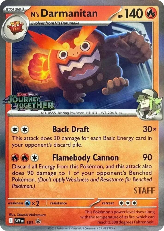 0181 N's Darmanitan - 181 (Prerelease) [Staff] Promo Scarlet & Violet Promo Cards