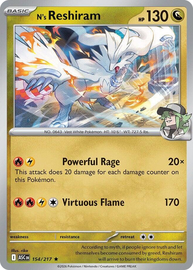 0154 N's Reshiram Rare Ascended Heroes