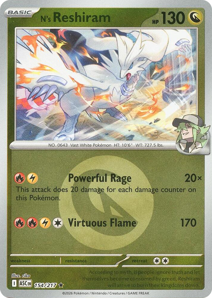 0154 N's Reshiram (Energy Symbol Pattern) Rare Ascended Heroes