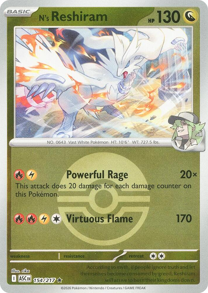 0154 N's Reshiram (Poke Ball) Rare Ascended Heroes