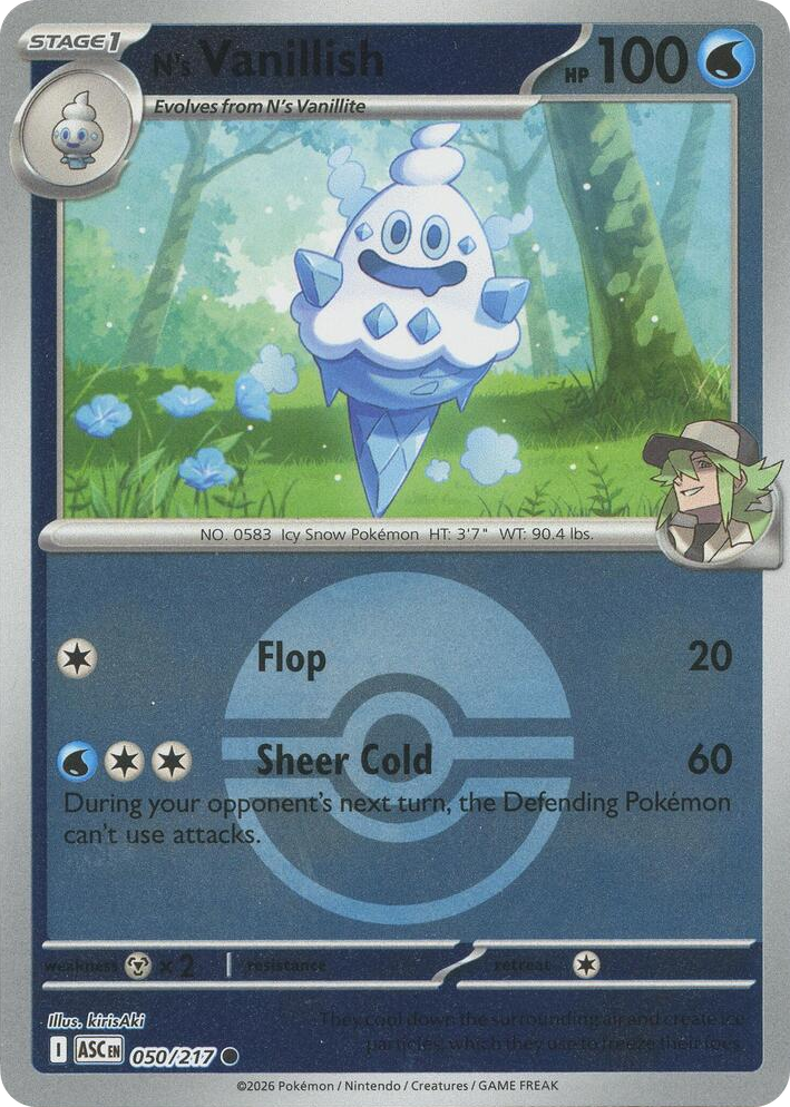0050 N's Vanillish (Poke Ball) Common Ascended Heroes