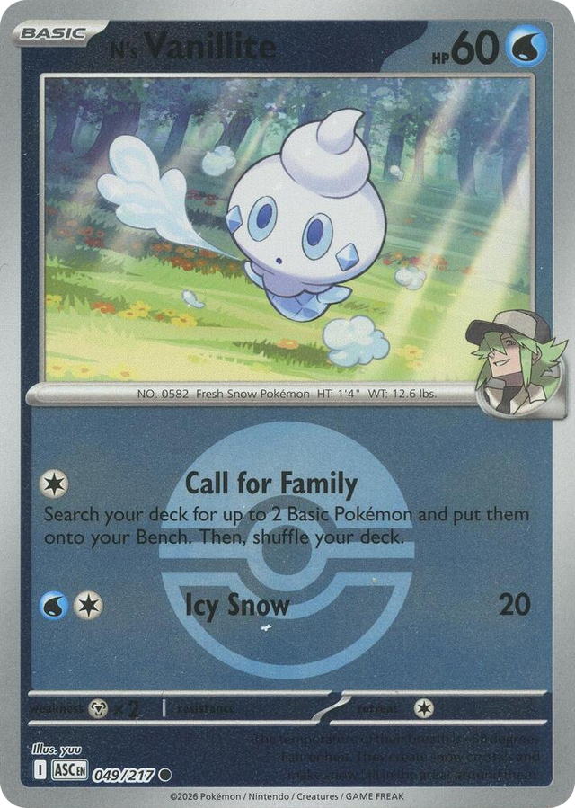 0049 N's Vanillite (Poke Ball) Common Ascended Heroes