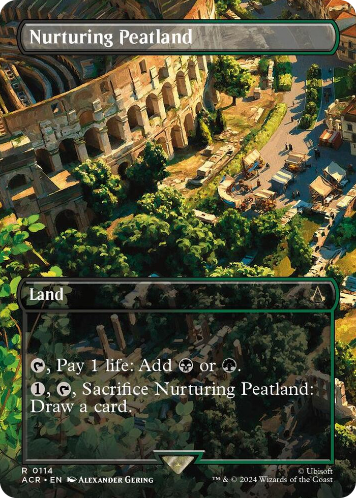 Nurturing Peatland (Borderless) #114 R - Universes Beyond: Assassin's Creed Pokemon card