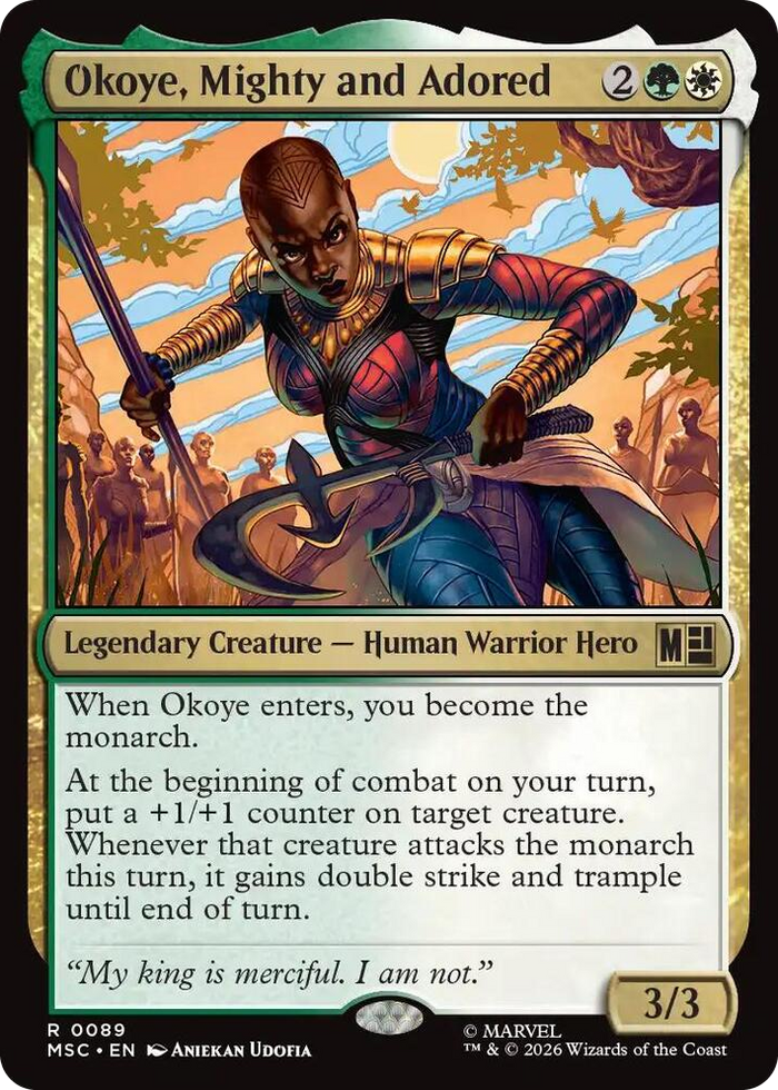 Okoye, Mighty and Adored #89 R - Commander: Marvel Super Heroes Pokemon card