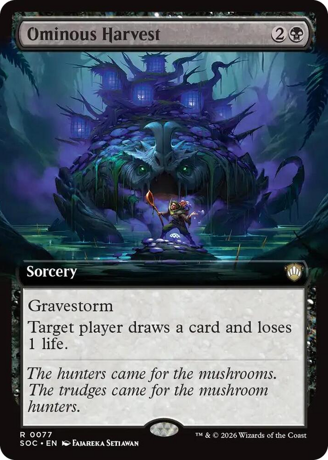 0077 Ominous Harvest (Extended Art) R Commander: Secrets of Strixhaven