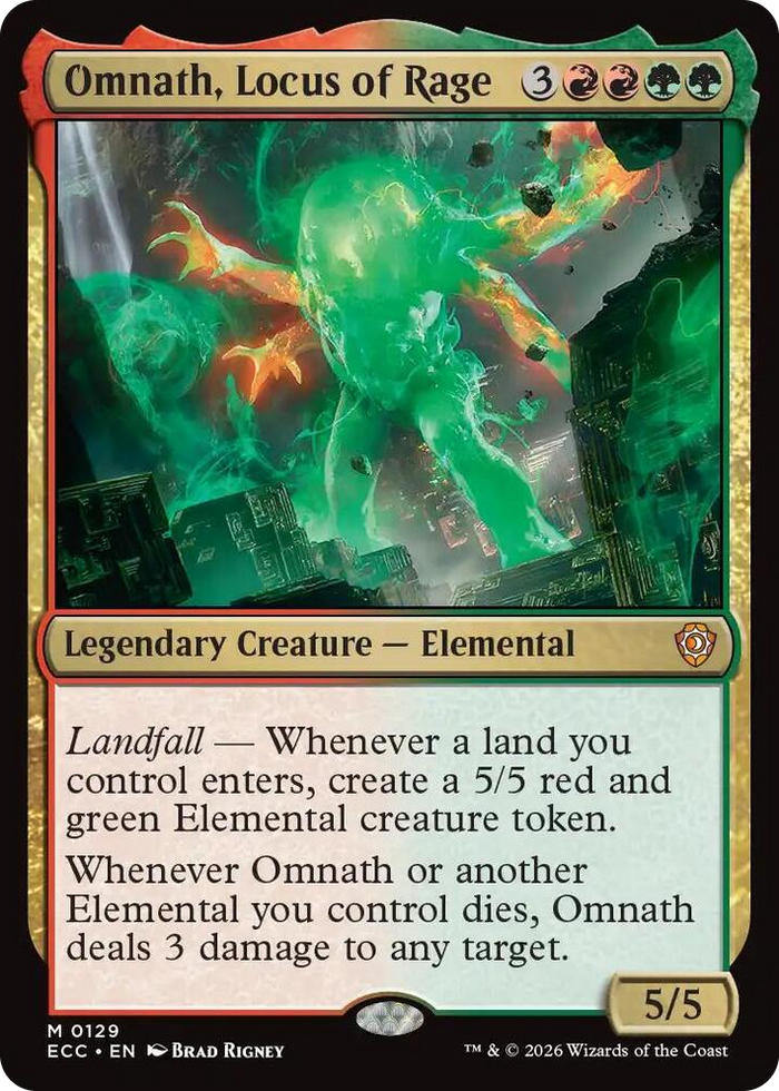 Omnath, Locus of Rage #129 M - Commander: Lorwyn Eclipsed Pokemon card