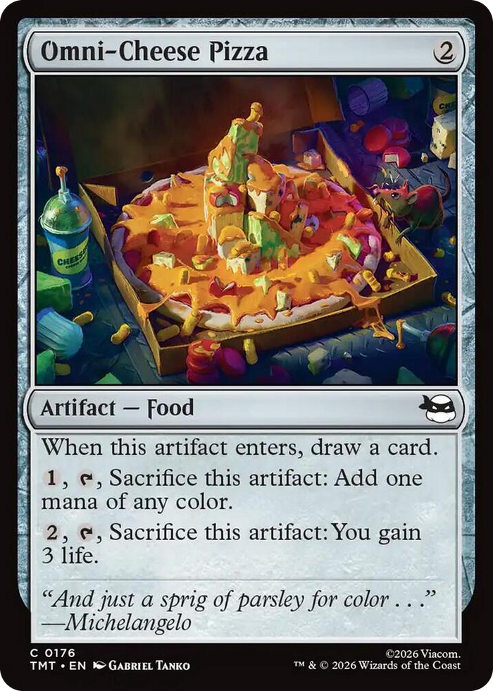 Omni-Cheese Pizza #176 C - Teenage Mutant Ninja Turtles Pokemon card