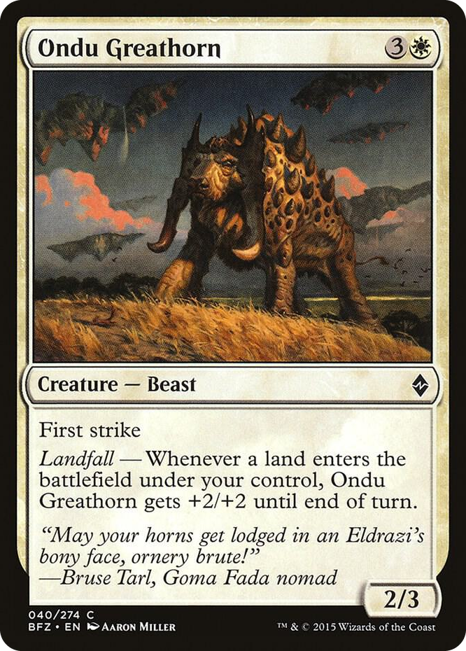 Ondu Greathorn #40 C - Battle for Zendikar Pokemon card